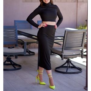 2 Piece Long Sleeve Mock Turtle Neck & Maxi Skirt